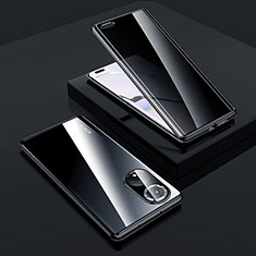 Handyhülle Hülle Luxus Aluminium Metall Rahmen Spiegel 360 Grad Ganzkörper Tasche P02 für Huawei Honor 50 Pro 5G Schwarz