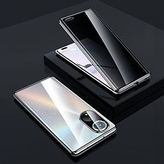 Handyhülle Hülle Luxus Aluminium Metall Rahmen Spiegel 360 Grad Ganzkörper Tasche P02 für Huawei Honor 50 Pro 5G Silber