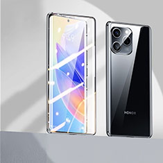 Handyhülle Hülle Luxus Aluminium Metall Rahmen Spiegel 360 Grad Ganzkörper Tasche P02 für Huawei Honor 60 SE 5G Schwarz