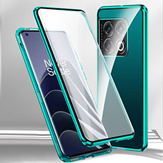 Handyhülle Hülle Luxus Aluminium Metall Rahmen Spiegel 360 Grad Ganzkörper Tasche P02 für OnePlus 11R 5G Grün