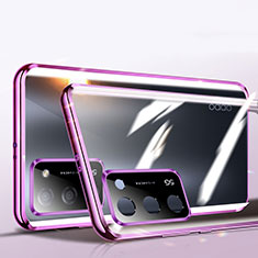 Handyhülle Hülle Luxus Aluminium Metall Rahmen Spiegel 360 Grad Ganzkörper Tasche P02 für Oppo A55S 5G Violett