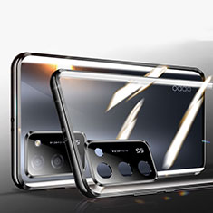 Handyhülle Hülle Luxus Aluminium Metall Rahmen Spiegel 360 Grad Ganzkörper Tasche P02 für Oppo A56 5G Schwarz