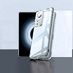 Handyhülle Hülle Luxus Aluminium Metall Rahmen Spiegel 360 Grad Ganzkörper Tasche P02 für Xiaomi Mi 12T Pro 5G Silber