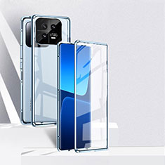 Handyhülle Hülle Luxus Aluminium Metall Rahmen Spiegel 360 Grad Ganzkörper Tasche P02 für Xiaomi Mi 13 5G Blau