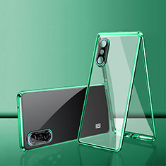 Handyhülle Hülle Luxus Aluminium Metall Rahmen Spiegel 360 Grad Ganzkörper Tasche P02 für Xiaomi Poco F3 GT 5G Grün