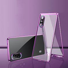 Handyhülle Hülle Luxus Aluminium Metall Rahmen Spiegel 360 Grad Ganzkörper Tasche P02 für Xiaomi Poco F3 GT 5G Violett