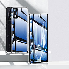 Handyhülle Hülle Luxus Aluminium Metall Rahmen Spiegel 360 Grad Ganzkörper Tasche P02 für Xiaomi Poco F4 GT 5G Schwarz