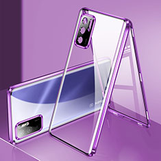 Handyhülle Hülle Luxus Aluminium Metall Rahmen Spiegel 360 Grad Ganzkörper Tasche P02 für Xiaomi POCO M3 Pro 5G Violett