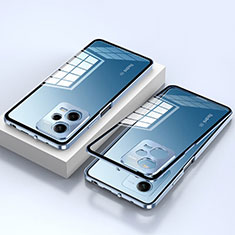 Handyhülle Hülle Luxus Aluminium Metall Rahmen Spiegel 360 Grad Ganzkörper Tasche P02 für Xiaomi Poco X5 5G Blau