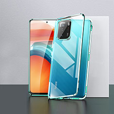 Handyhülle Hülle Luxus Aluminium Metall Rahmen Spiegel 360 Grad Ganzkörper Tasche P02 für Xiaomi Redmi Note 10 Pro 5G Grün