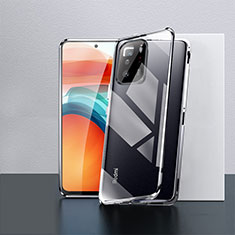 Handyhülle Hülle Luxus Aluminium Metall Rahmen Spiegel 360 Grad Ganzkörper Tasche P02 für Xiaomi Redmi Note 10 Pro 5G Schwarz