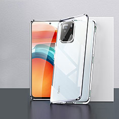 Handyhülle Hülle Luxus Aluminium Metall Rahmen Spiegel 360 Grad Ganzkörper Tasche P02 für Xiaomi Redmi Note 10 Pro 5G Silber