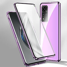 Handyhülle Hülle Luxus Aluminium Metall Rahmen Spiegel 360 Grad Ganzkörper Tasche P02 für Xiaomi Redmi Note 11 Pro+ Plus 5G Violett