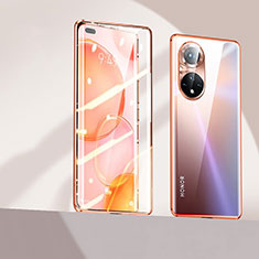 Handyhülle Hülle Luxus Aluminium Metall Rahmen Spiegel 360 Grad Ganzkörper Tasche P03 für Huawei Honor 50 Pro 5G Gold