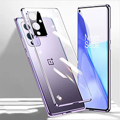 Handyhülle Hülle Luxus Aluminium Metall Rahmen Spiegel 360 Grad Ganzkörper Tasche P03 für OnePlus 9 5G Violett