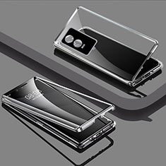Handyhülle Hülle Luxus Aluminium Metall Rahmen Spiegel 360 Grad Ganzkörper Tasche P03 für Vivo Y76s 5G Silber