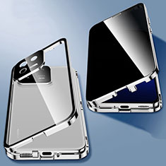 Handyhülle Hülle Luxus Aluminium Metall Rahmen Spiegel 360 Grad Ganzkörper Tasche P03 für Xiaomi Mi 13 5G Silber