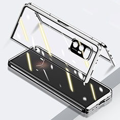 Handyhülle Hülle Luxus Aluminium Metall Rahmen Spiegel 360 Grad Ganzkörper Tasche P03 für Xiaomi Mix Fold 5G Silber