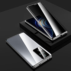 Handyhülle Hülle Luxus Aluminium Metall Rahmen Spiegel 360 Grad Ganzkörper Tasche P03 für Xiaomi Poco F4 5G Silber