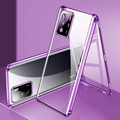Handyhülle Hülle Luxus Aluminium Metall Rahmen Spiegel 360 Grad Ganzkörper Tasche P03 für Xiaomi Redmi Note 10 Pro 5G Violett