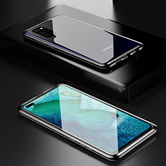 Handyhülle Hülle Luxus Aluminium Metall Rahmen Spiegel 360 Grad Ganzkörper Tasche T01 für Huawei Honor View 30 5G Schwarz