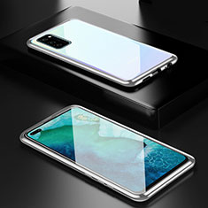 Handyhülle Hülle Luxus Aluminium Metall Rahmen Spiegel 360 Grad Ganzkörper Tasche T01 für Huawei Honor View 30 Pro 5G Silber