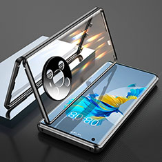 Handyhülle Hülle Luxus Aluminium Metall Rahmen Spiegel 360 Grad Ganzkörper Tasche T01 für Huawei Mate 40 Schwarz