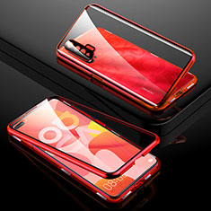 Handyhülle Hülle Luxus Aluminium Metall Rahmen Spiegel 360 Grad Ganzkörper Tasche T01 für Huawei Nova 6 5G Rot