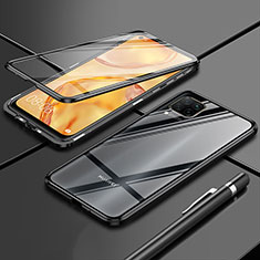 Handyhülle Hülle Luxus Aluminium Metall Rahmen Spiegel 360 Grad Ganzkörper Tasche T01 für Huawei Nova 7i Schwarz