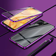 Handyhülle Hülle Luxus Aluminium Metall Rahmen Spiegel 360 Grad Ganzkörper Tasche T01 für Huawei Nova 7i Violett