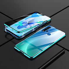 Handyhülle Hülle Luxus Aluminium Metall Rahmen Spiegel 360 Grad Ganzkörper Tasche T01 für Huawei P20 Lite (2019) Cyan