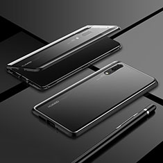 Handyhülle Hülle Luxus Aluminium Metall Rahmen Spiegel 360 Grad Ganzkörper Tasche T01 für Huawei P20 Schwarz