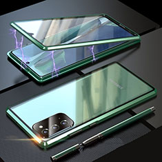 Handyhülle Hülle Luxus Aluminium Metall Rahmen Spiegel 360 Grad Ganzkörper Tasche T01 für Samsung Galaxy Note 20 5G Grün
