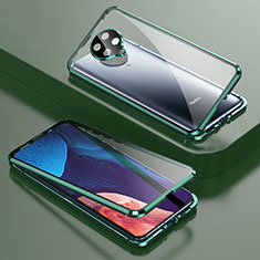 Handyhülle Hülle Luxus Aluminium Metall Rahmen Spiegel 360 Grad Ganzkörper Tasche T01 für Xiaomi Poco F2 Pro Grün