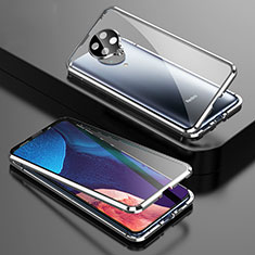Handyhülle Hülle Luxus Aluminium Metall Rahmen Spiegel 360 Grad Ganzkörper Tasche T01 für Xiaomi Poco F2 Pro Silber