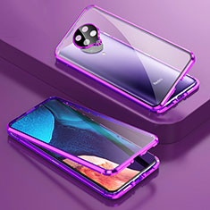 Handyhülle Hülle Luxus Aluminium Metall Rahmen Spiegel 360 Grad Ganzkörper Tasche T01 für Xiaomi Poco F2 Pro Violett