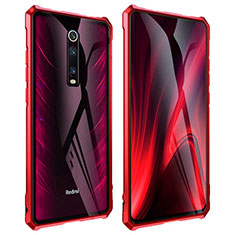 Handyhülle Hülle Luxus Aluminium Metall Rahmen Spiegel 360 Grad Ganzkörper Tasche T01 für Xiaomi Redmi K20 Pro Rot