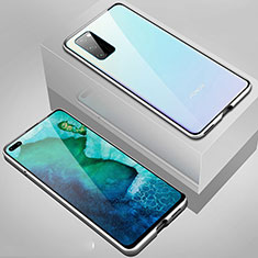 Handyhülle Hülle Luxus Aluminium Metall Rahmen Spiegel 360 Grad Ganzkörper Tasche T02 für Huawei Honor V30 Pro 5G Silber