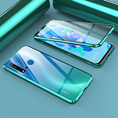 Handyhülle Hülle Luxus Aluminium Metall Rahmen Spiegel 360 Grad Ganzkörper Tasche T02 für Huawei Nova 5i Cyan