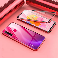 Handyhülle Hülle Luxus Aluminium Metall Rahmen Spiegel 360 Grad Ganzkörper Tasche T02 für Huawei Nova 5i Rot