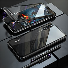 Handyhülle Hülle Luxus Aluminium Metall Rahmen Spiegel 360 Grad Ganzkörper Tasche T02 für Huawei P20 Schwarz