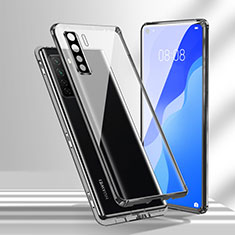 Handyhülle Hülle Luxus Aluminium Metall Rahmen Spiegel 360 Grad Ganzkörper Tasche T02 für Huawei P40 Lite 5G Schwarz