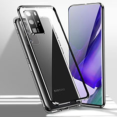 Handyhülle Hülle Luxus Aluminium Metall Rahmen Spiegel 360 Grad Ganzkörper Tasche T02 für Samsung Galaxy Note 20 Ultra 5G Schwarz