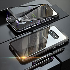 Handyhülle Hülle Luxus Aluminium Metall Rahmen Spiegel 360 Grad Ganzkörper Tasche T02 für Samsung Galaxy S10e Schwarz