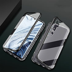 Handyhülle Hülle Luxus Aluminium Metall Rahmen Spiegel 360 Grad Ganzkörper Tasche T02 für Xiaomi Mi Note 10 Schwarz