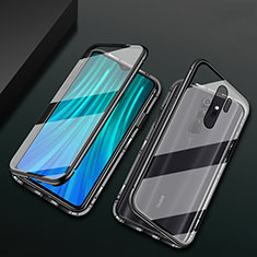 Handyhülle Hülle Luxus Aluminium Metall Rahmen Spiegel 360 Grad Ganzkörper Tasche T02 für Xiaomi Redmi Note 8 Pro Schwarz