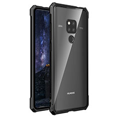 Handyhülle Hülle Luxus Aluminium Metall Rahmen Spiegel 360 Grad Ganzkörper Tasche T03 für Huawei Mate 20 X 5G Schwarz