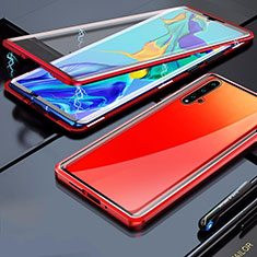 Handyhülle Hülle Luxus Aluminium Metall Rahmen Spiegel 360 Grad Ganzkörper Tasche T03 für Huawei Nova 5 Pro Rot