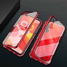 Handyhülle Hülle Luxus Aluminium Metall Rahmen Spiegel 360 Grad Ganzkörper Tasche T03 für Huawei Nova 6 Rot