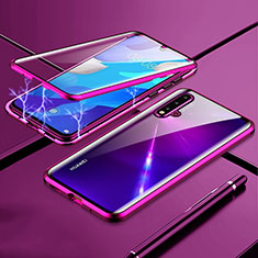 Handyhülle Hülle Luxus Aluminium Metall Rahmen Spiegel 360 Grad Ganzkörper Tasche T04 für Huawei Nova 5 Pro Violett